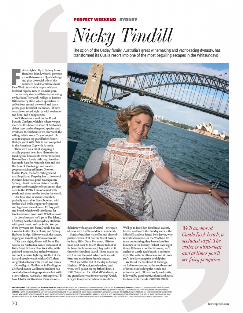 Nicky Tindill -  London Financial Times Magaine